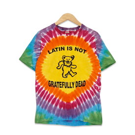 グレイトフリー・デッド LATIN IS NOT プリント 半袖Tシャツ メンズSサイズ タイダイ ユーズド 古着 t200625-74