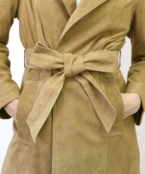 楽天市場】レザーコート ロングコート スエードコート レディース 春  