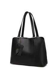 【美人百花 掲載】トートバッグ レディース ビジネス 就活 a4 自立 3層式収納 2点セット ミニポーチ（カード入れ)付 A4 14インチPC対応 スクエア PUレザー 高見え 軽量 軽い おしゃれ かわいい ファッション リクルート 通勤 ビジネスバッグ italy 17-1129