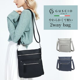 ショルダーバッグ レディース バッグ 柔らか素材 レザータッチ シンプル 大人 収納ポケット多数 取り外し可能 I2軽量 italy 120132グッシオ レザー ユニセックス 軽量 大容量 通勤 ビジネス カジュアル 外ポケット ショルダー グッシオイタリー