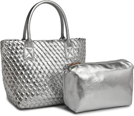 【雑誌oggi掲載】手編み メッシュトートバッグ ポーチ付き2点セット 軽量 メタリック カジュアル PUレザー ファッション レディース ビジネス 通勤通学 おしゃれ イタリア italy 【グッシオ ゴールド】GUSCIO ITALY
