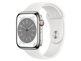 【中古(未使用買取品)】Apple Watch Series 8 GPS+Cellularモデル 45mm MNKE3J/A [シルバーステンレススチールケース/ホワイトスポーツバンド]