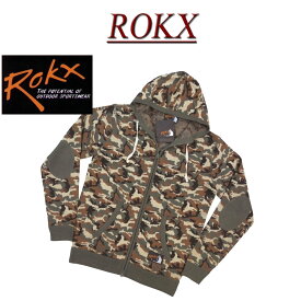 【3サイズ】 ry091 新品 ROKX ロックス CAMOUFLAGE PARKA カモフラージュ ストレッチ ニット ジップパーカー RXMF5701 メンズ フルジップ フード ジャケット 迷彩柄 アメカジ アウトドア