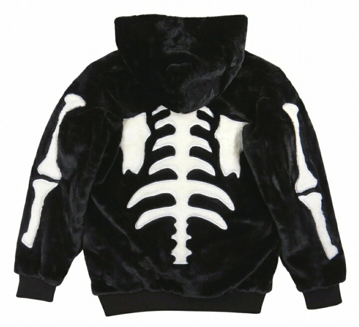 Vanson 骨格デザインフェイクファーパーカーXXL 黒