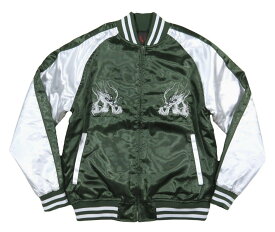 【7サイズ】 wu5115 新品 龍 荒波 総刺繍 サテン地 中綿入り 和柄 スカジャン メンズ Souvenir Jacket 竜 ドラゴン スーベニアジャケット (ビッグサイズあります！) 【smtb-kd】