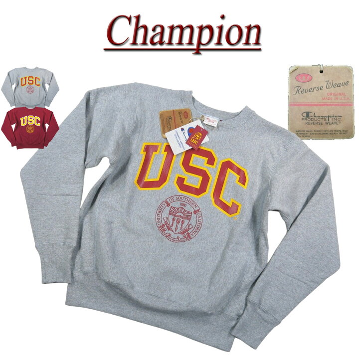 楽天市場】【2色5サイズ】jf961 新品 Champion × USC コラボ USA産 赤 