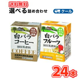 白バラ　コーヒー・フルーツ選べるセット2種類/6本×4セット【200ml×24本入】クール便　紙パック