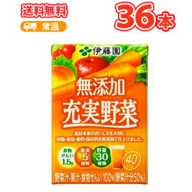 伊藤園 無添加 充実野菜 100ml紙パック 18本入/2ケース（野菜ジュース）〔野菜ジュース 緑黄色野菜ミックス じゅうじつやさいいとうえん ITOEN 野菜ミックス 果汁ミックス 砂糖不使用 食塩不使用 食塩無添加〕 送料無料