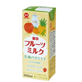 セール期間限定★P10倍※エントリー必須！毎日牛乳　毎日フルーツミルク　200ml× 24本入　紙パック〔リンゴ フルーツ 果汁 りんご ミルク milk 乳飲料〕