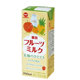 毎日牛乳　毎日フルーツミルク　200ml× 24本入　紙パック〔リンゴ フルーツ 果汁 りんご ミルク milk 乳飲料〕