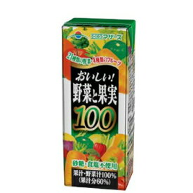 毎日牛乳　おいしい野菜と果実100　200ml× 24本入/3ケース　紙パック〔フルーツ 果汁 野菜 野菜ジュース〕