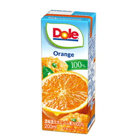 雪印 メグミルク　Dole オレンジ100％　LL200ml×18本入/2ケース　紙パック　 送料無料　〔ドール　果汁100％ フルーツジュース オレンジジュース みかんジュース〕