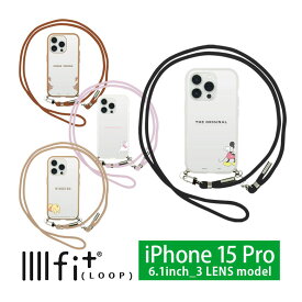 Disney IIIIfit Loop iPhone 15 Pro ケース ストラップ付き クリアケース スマホショルダー マリー クリア iPhone15 プロ ハイブリッド 15Pro カバー ハードケース 肩掛け かわいい アイホン アイフォン 長さ調節可能