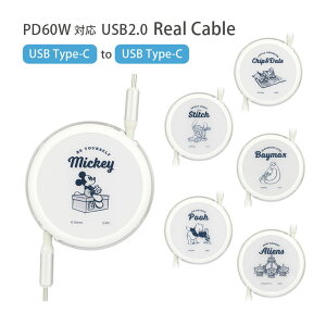 ディズニー ピクサー Type-C to Type-Cケーブル リール式 1m USB PD60W 充電 同期 通信 iPhone15 アンドロイド スマホ Type-C 充電ケーブル 充電コード AQUOS Xperia Galaxy ケーブル コード