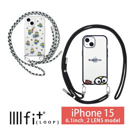 ミニオンズ IIIIfit Loop iPhone 15 ケース ストラップ付き クリア スマホショルダー iPhone14 iPhone13 ハイブリッド iPhone 15 カバー ハードケース 肩掛け かわいい アイホン アイフォン 長さ調節可能 iPhone15ケース