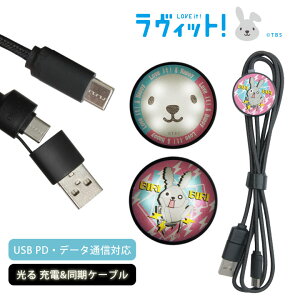 ラッピー 充電ケーブル 給電中に光る Type-C ケーブル ラヴィット! キャラクター type-c to type-cケーブル スマホ充電ケーブル Type-A to Type-C 便利 充電コード ケーブル コード かわいい