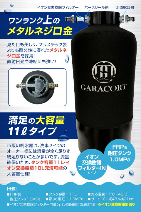 楽天市場】ガラコート 純水器 洗車用 【1年間製品保証】 11Lタンク  