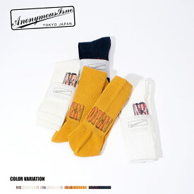 【ANONYMOUSISM】OPENロゴロークルーソックス/全4色 メンズ グッズ 靴下 コットン アウトドア カジュアル