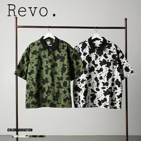 【Revo.】ホルスタインパターンクレリックssシャツ/全2色 トップス 夏 柄 個性的 半袖 カジュアル おしゃれ メンズ レディース ユニセックス
