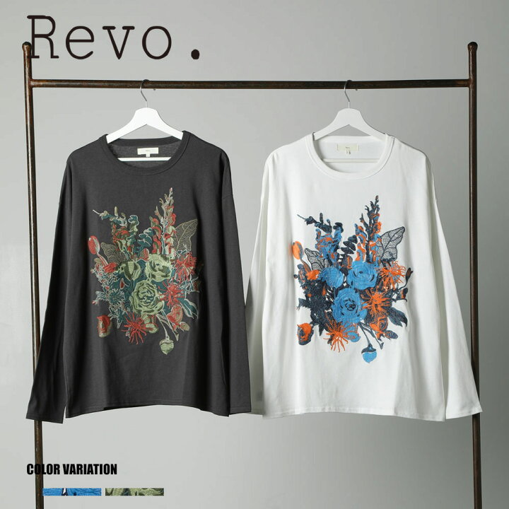 楽天市場】【Revo.】フラワーエンブロイダリーLSTee/全2色 トップス 秋 