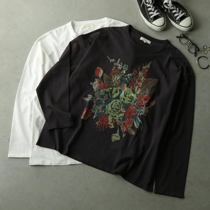楽天市場】【Revo.】フラワーエンブロイダリーLSTee/全2色 トップス 秋 