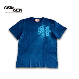 曼荼羅 藍染めTシャツ ASCENSION アセンション インディゴTシャツ 藍染めTシャツ メンズ Tシャツ タイダイ アウトドア タイダイTシャツ タイダイ染め 藍染めTシャツ 藍染め as-775