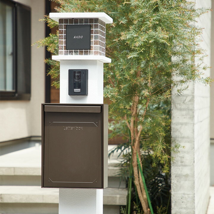 楽天市場】【機能門柱（照明付き）+表札+ポストセット】「機能門柱 un 