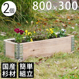【木製プランター】 【ガーデニング】 【花壇】 「a+ design ガーデンボックス800×300 2個セット ナチュラル」
