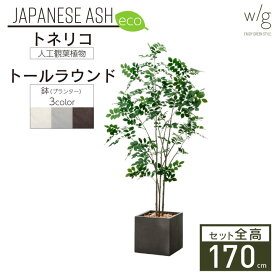 フェイクグリーン鉢セット 大型「トネリコ×キューブ w/g-eco」高さ170cm 人工観葉植物 インテリアグリーン プランター 簡単組立 おしゃれ リアル 室内 オフィス