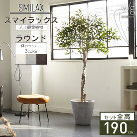フェイクグリーン鉢セット 大型 「スマイラックス×Round w/g」 高さ180cm 人工観葉植物 インテリアグリーン プランター 簡単組立 おしゃれ リアル 室内 オフィス