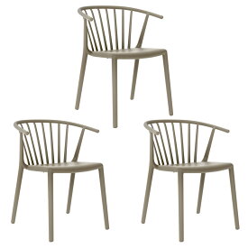 【3脚セット】椅子 おしゃれ 北欧風 ウィンザーチェア 屋外 「Resol Woody リソル ウッディ アームチェア 3脚セット」 肘掛 座面高45cm 高さ74.2cm レトロブルー/サンド/ブラック/ダークグレー/グリーングレー 樹脂製