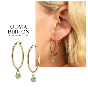 OLIVIA BURTON Trends Gemstone フープ ピアス アベンチュリン カボション ゴールド ジェムストーン オリビア・バートン Aventurine Cabochon Gold Gemstone Hoop Earrings ストーンジュエリー 天然石 繊細 上品