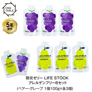 \50円OFFクーポン・10/27 9:59迄/ 5年保存 非常食 ライフストック 世界初 LIFESTOCK アレルギー対応 特定28品目不使用 ゼリー 6袋セット