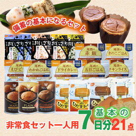 ＼レビュー特典付き／非常食セット 7日分 基本 セット 1人用 5年保存 おひとりさま 防災食 非常食 保存食 防災 備蓄 長期保存 尾西食品 備蓄deボローニャ ひだまりパン アルファ米