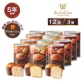 5年保存 非常食 パン 缶詰 保存缶 備蓄deボローニャ 12缶セット 1缶/2個入 プレーン メープル ライ麦オレンジ