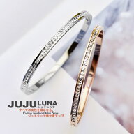 バングル ハーフエタニティ 華奢 大人 上品 女性らしい ジルコニア ブレスレット ステンレス製 サージカ…