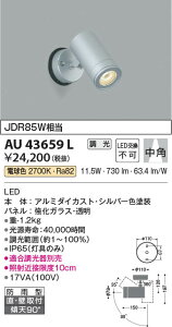 3周年記念セール ポイント3倍!! 10/24〜10/27限定!お買い物マラソン 最大47倍 【最安値に挑戦】  コイズミ照明 KOIZUMI LED防雨型スポット*AU43659L