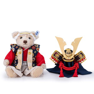 【12/26まで木札プレゼント】 【ご購入特典あり】 五月人形 シュタイフ Steiff 兜飾り テディベア サムライ 中鍬ゴールド シュタイフ社製品 正規取扱店 日本限定 寿慶 679087-4