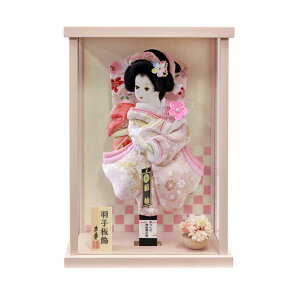 【レビュー特典あり】 羽子板 かわいい 羽子板飾り ケース入り 羽子板飾り 高さ33cm 押絵 顔付 つまみ細工 ピーチ モカミルキー 壁掛け 2way アクリルケース 木製 寿慶オリジナル 初正月 おし