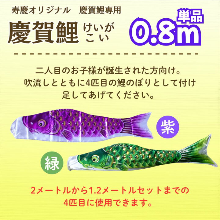 楽天市場】鯉のぼり こいのぼり 単品 単品鯉 慶賀鯉 緑色 紫色 0.8m 