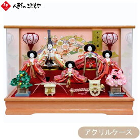 【15日ポイント最大12倍】 雛人形 ひな人形 五人ケース飾り ピンク塗パノラマアクリルケース飾り アクリルケース パノラマケース 2553 おしゃれ 1年保証 寿慶