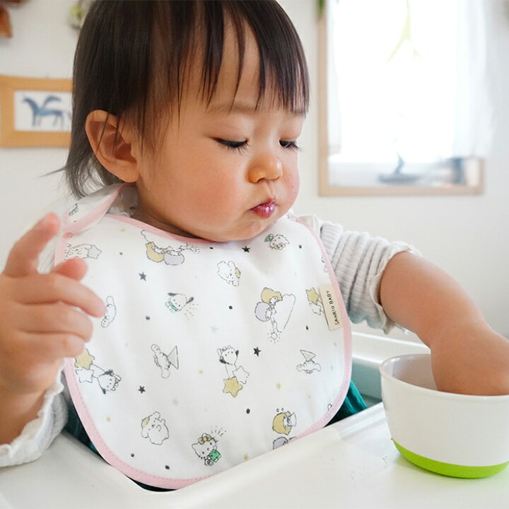 楽天市場 サンリオベビー Sanrio Baby ガーゼスタイ 星グレー ピンク おしゃれ 人形のこどもや本店