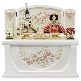 雛人形 ひな人形 収納飾り 衣装着人形 親王飾り 桃園 収納 ナチュラル ホワイト 刺繍 桜 おしゃれ コンパクト 選べるひな人形 2種類 選べる WS2-24798