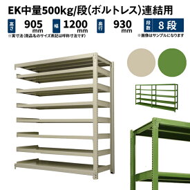 EK中量 500kg/段 高さ900×幅1200×奥行900mm 8段 連結 (ボルトレス) アイボリー/グリーン (146kg) EK500_R-091209-8