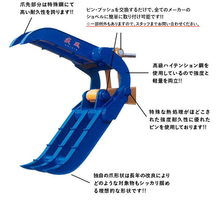 楽天市場】ユンボ アタッチメント ハサミ 2.5t-3.5t 疾風(はやて) HT 