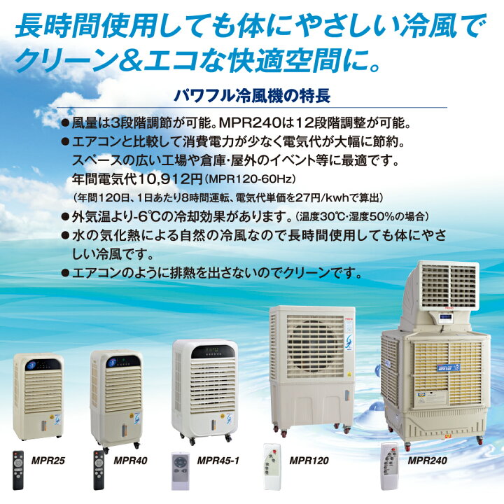 楽天市場】ワキタ MEIHO(メイホー) 気化式冷風機 MPR25 リモコン付き 