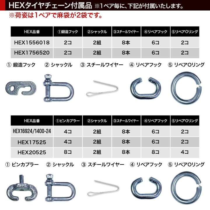 楽天市場】最上級モデル建設機械用タイヤチェーン HEX20525 20.5-25(L 