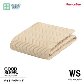 フランスベッド 抗菌防臭バイオベッドパッド WS ワイドシングルサイズ 洗える 洗濯ネット付き 4角スベリ止めゴム付 グッドスリーププラス