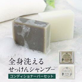 せっけんシャンプー 石鹸 シャンプー ヘアケア セット 85g＋90g 固形 バス用品 ヘマチン ケラチン ノンシリコン シャンプーバー エコ SDGs サステナブル 無添加 自然派 精油 アロマ ボトルレス フレッシュハーバル プレゼント ギフト 送料無料