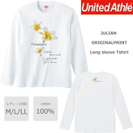 *プルメリアフラワープリント* ベーシック長袖Tシャツ【フラダンス/ハワイ/ハワイアン/南国/ハイビスカス…